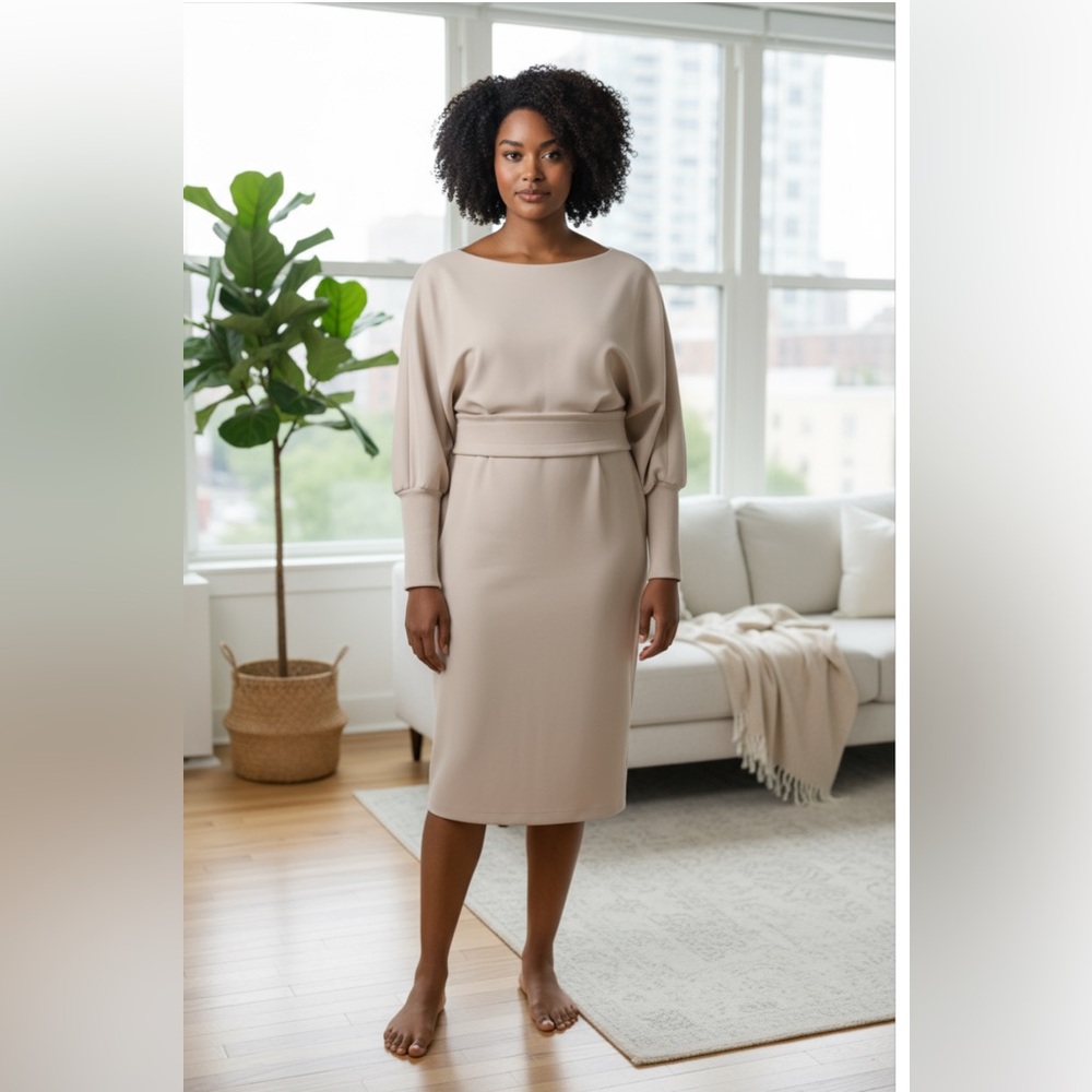 Chic Beige Long Sleeve Dress